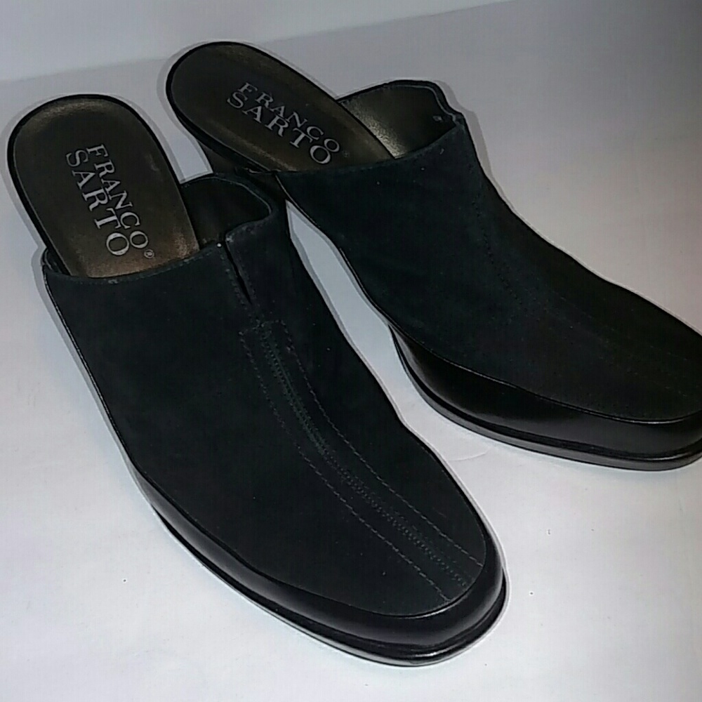 Franco Sarto Black Suede Mule size 10